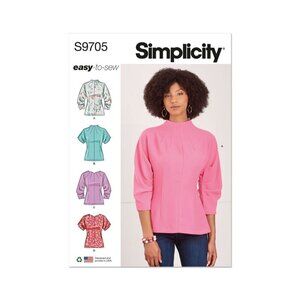 Simplicity‎ Sewing Pattern 9705 R11702 Blouse Top Shirt Misses Size 6-14